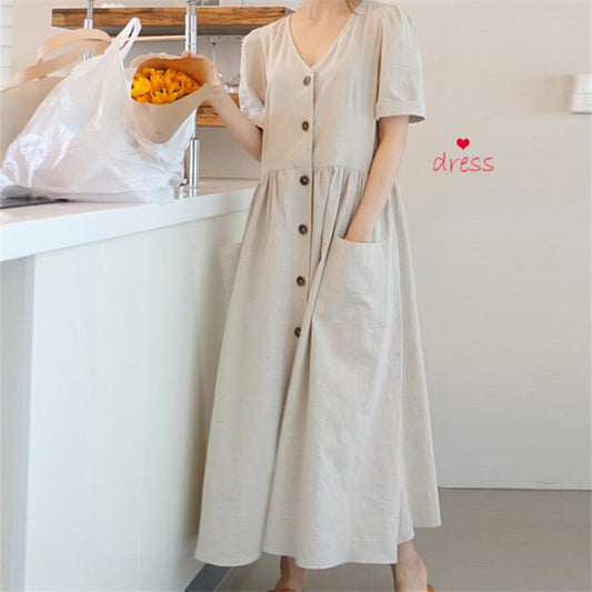 Women’s V-Neck Shirt Style Maxi Dress