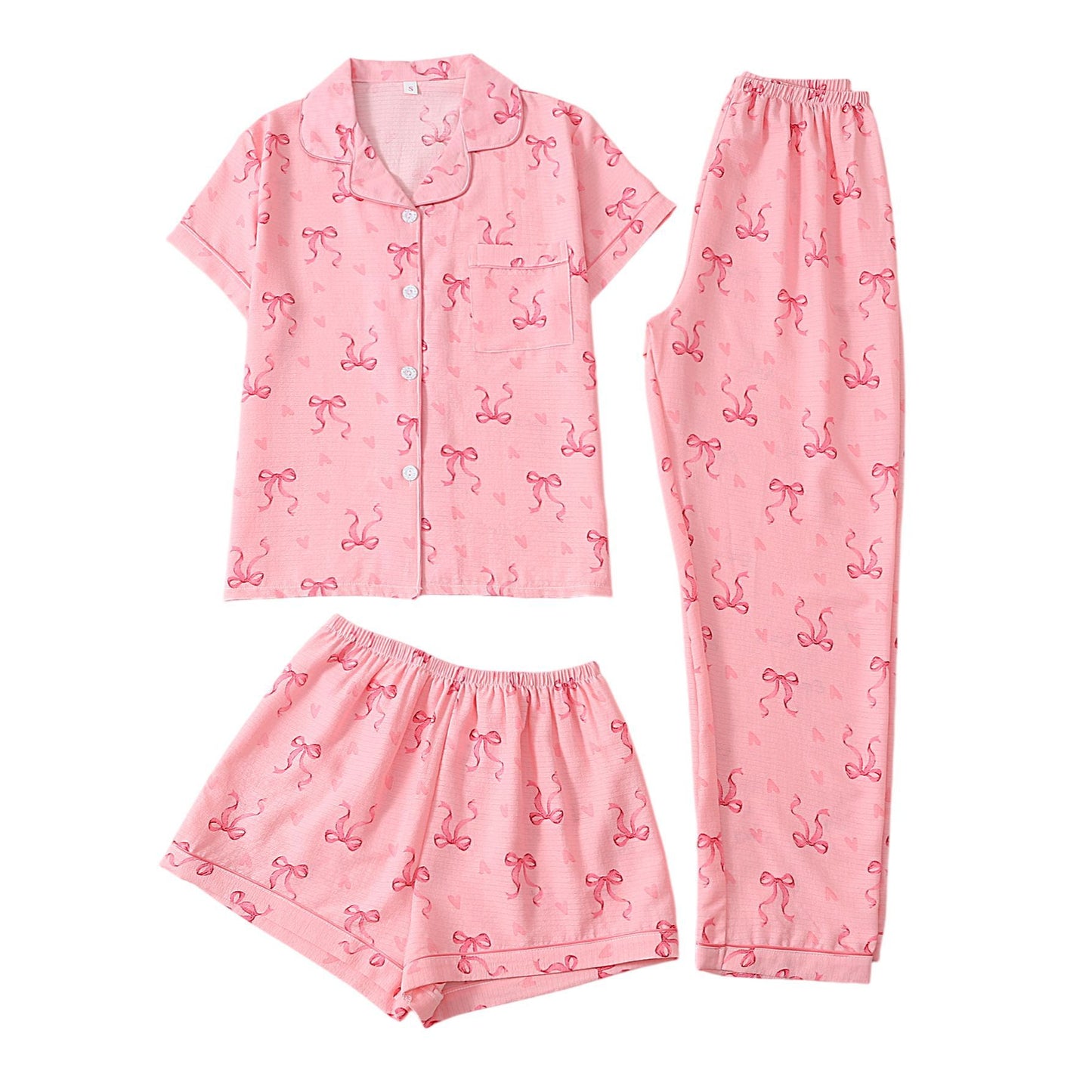 Women’s Bubble Wrinkle Short Sleeve Pajama Set
