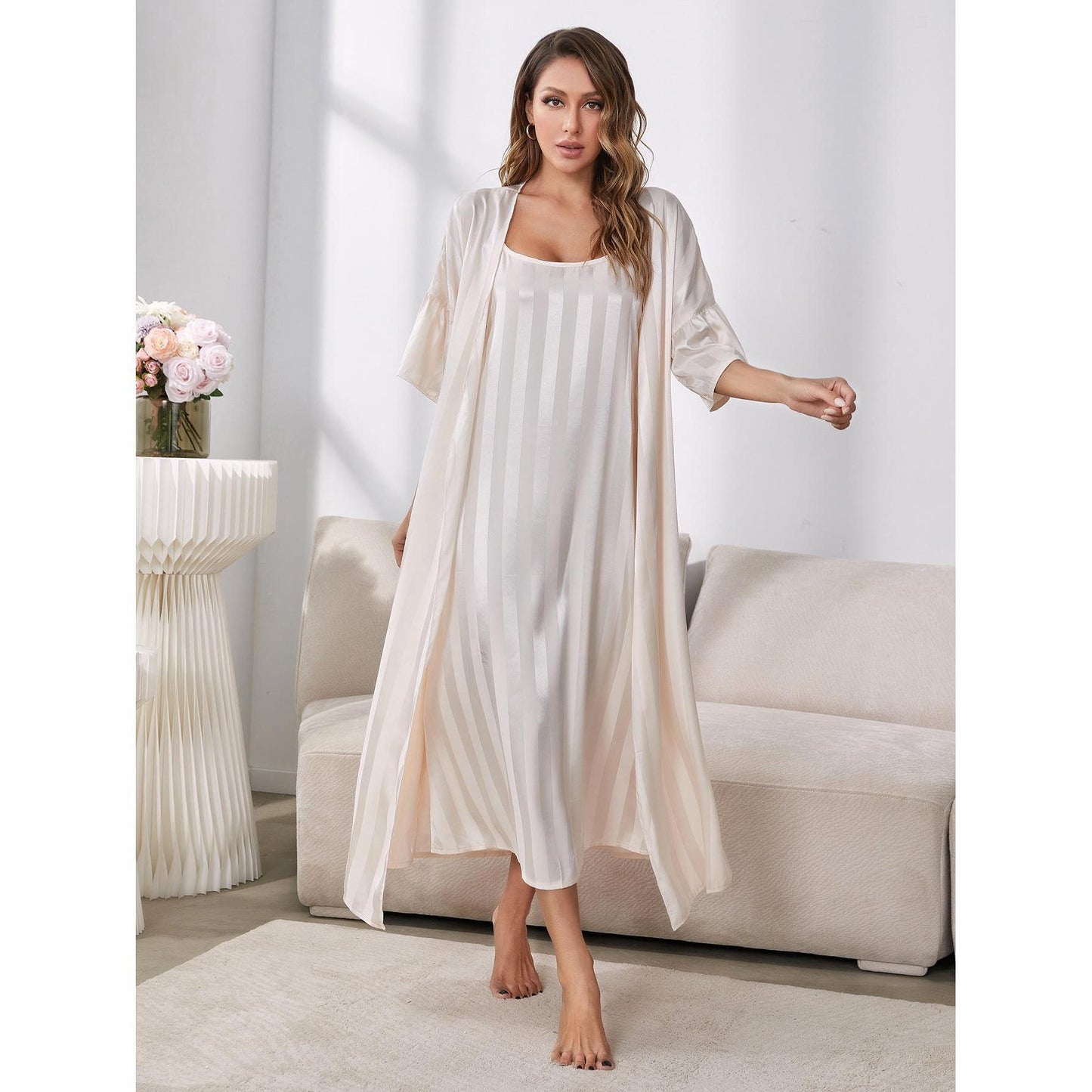 Women’s Ice Silk Robe & Nightdress Set