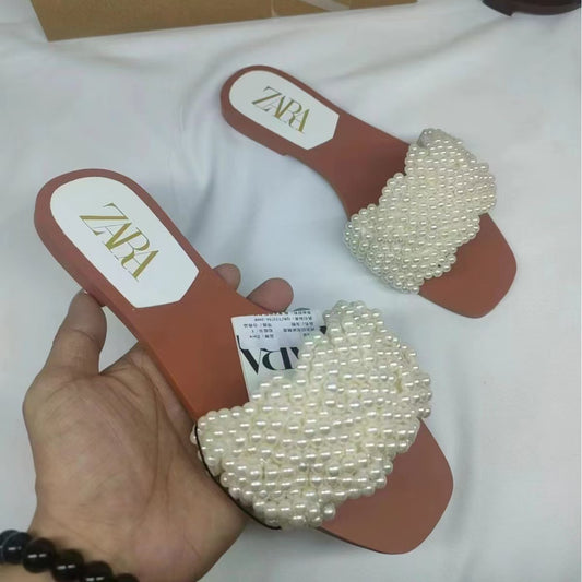 Women’s Pearl Strap Flat Slip-On Shoes