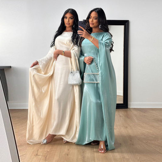 Women’s Satin Waist Tie Modest Dress