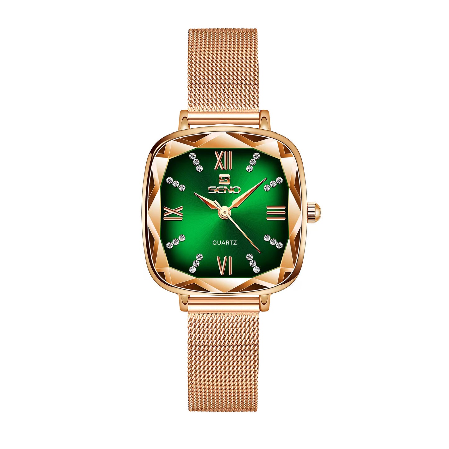 Women’s Square Dial Steel Band Quartz Watch