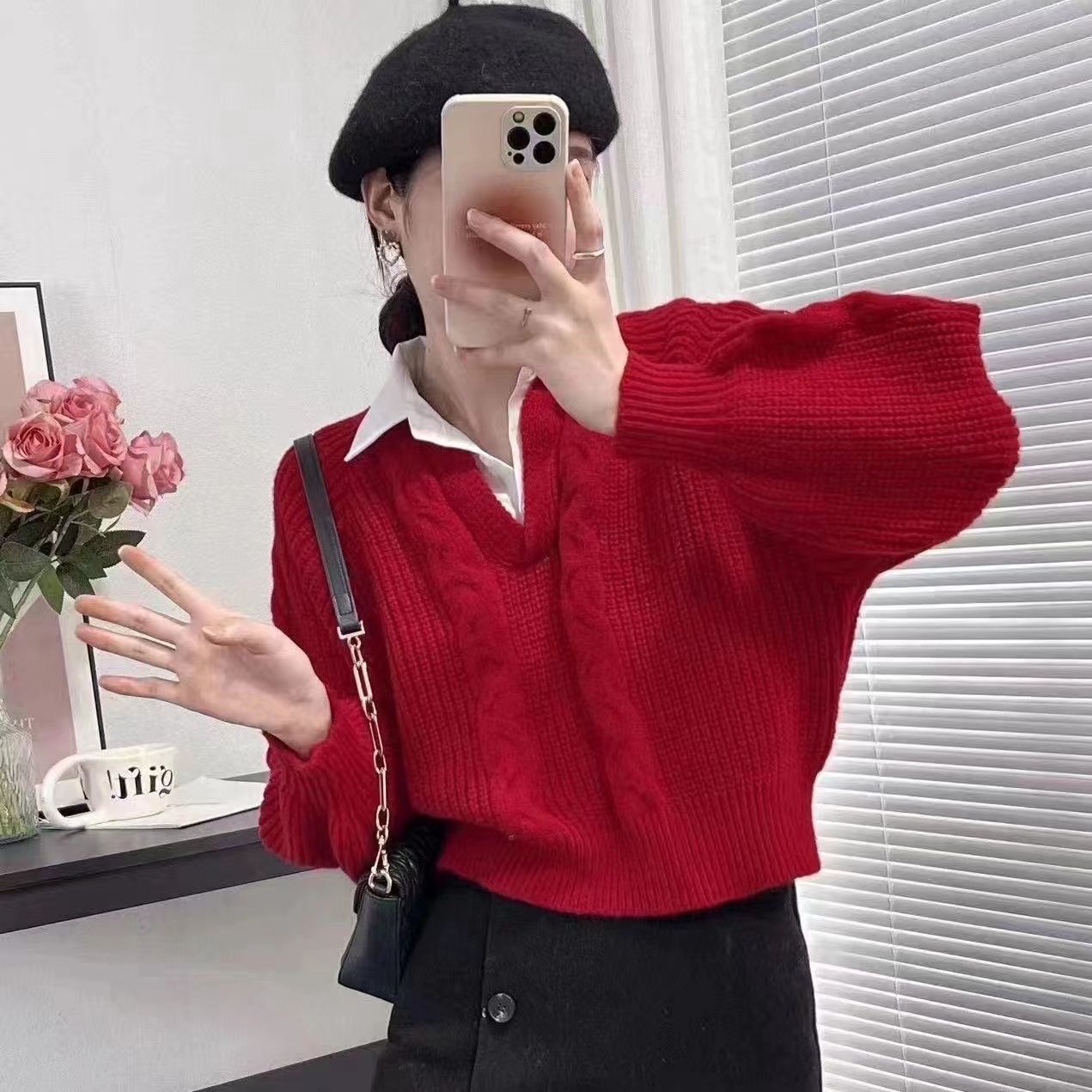 Women’s Two-Piece Style Cable Knit Sweater
