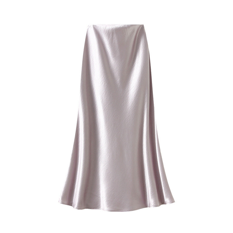 Women’s Pleated Satin Fishtail Maxi Skirt