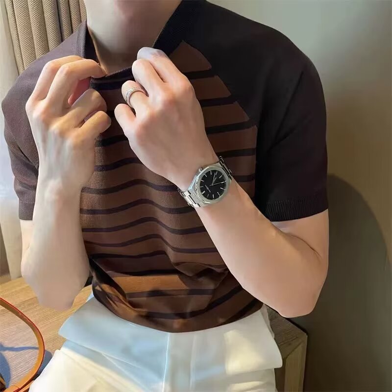 Men’s Color-Block Striped Knit T-Shirt