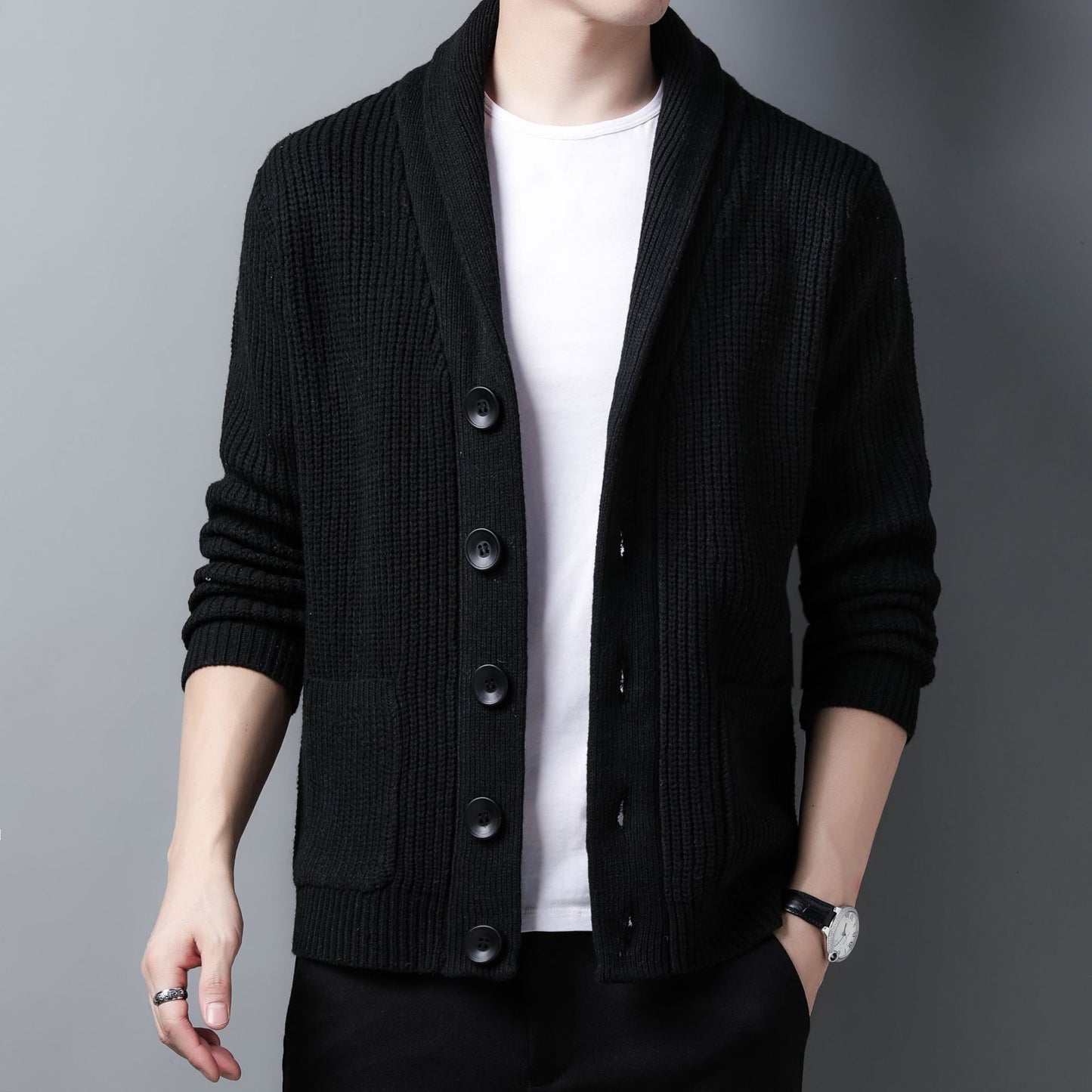 Men’s Korean Style Knit Cardigan Jacket