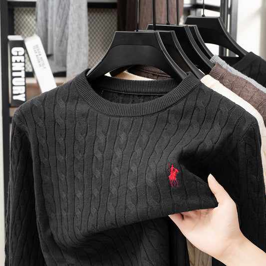 Men’s Cable Knit Embroidered Sweater