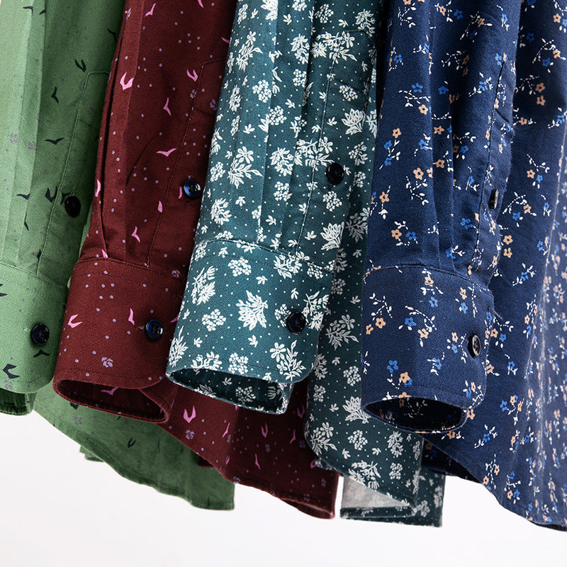 Men’s Cotton Floral Print Long Sleeve Shirt