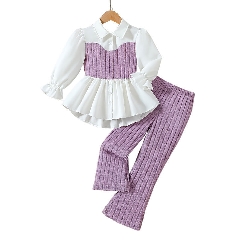 Girls’ Chanel Style Vest & Lace Two-Piece Set