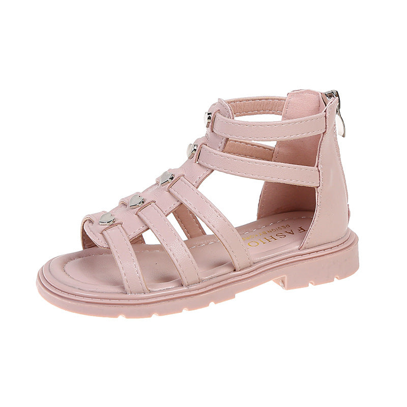 Girls’ Rivet Detail Roman Princess Sandals