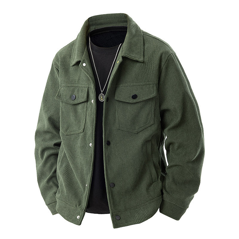 Men’s Corduroy Cargo Lapel Casual Jacket
