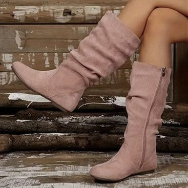 Women’s Plus Size Suede Round-Toe Western Boots