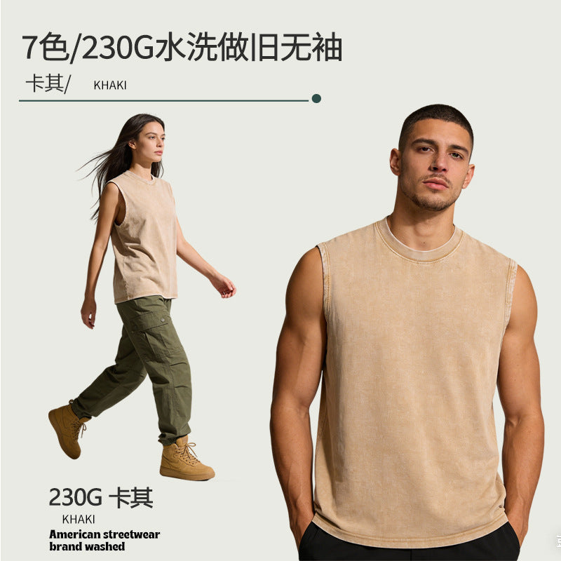 Men’s Washed Sleeveless Cotton Tank Top