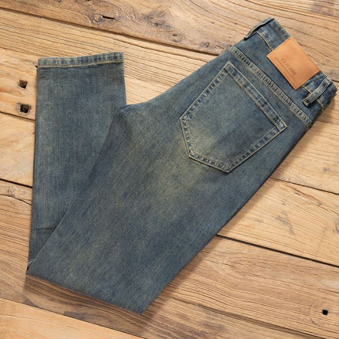 Men’s 2026 Slim Straight-Leg Vintage Blue Jeans