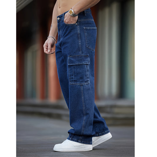 Men’s American Vintage Multi-Pocket Wide-Leg Workwear Jeans