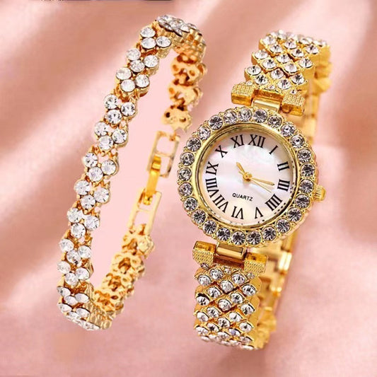 Women’s Diamond Roman Bracelet Watch Set