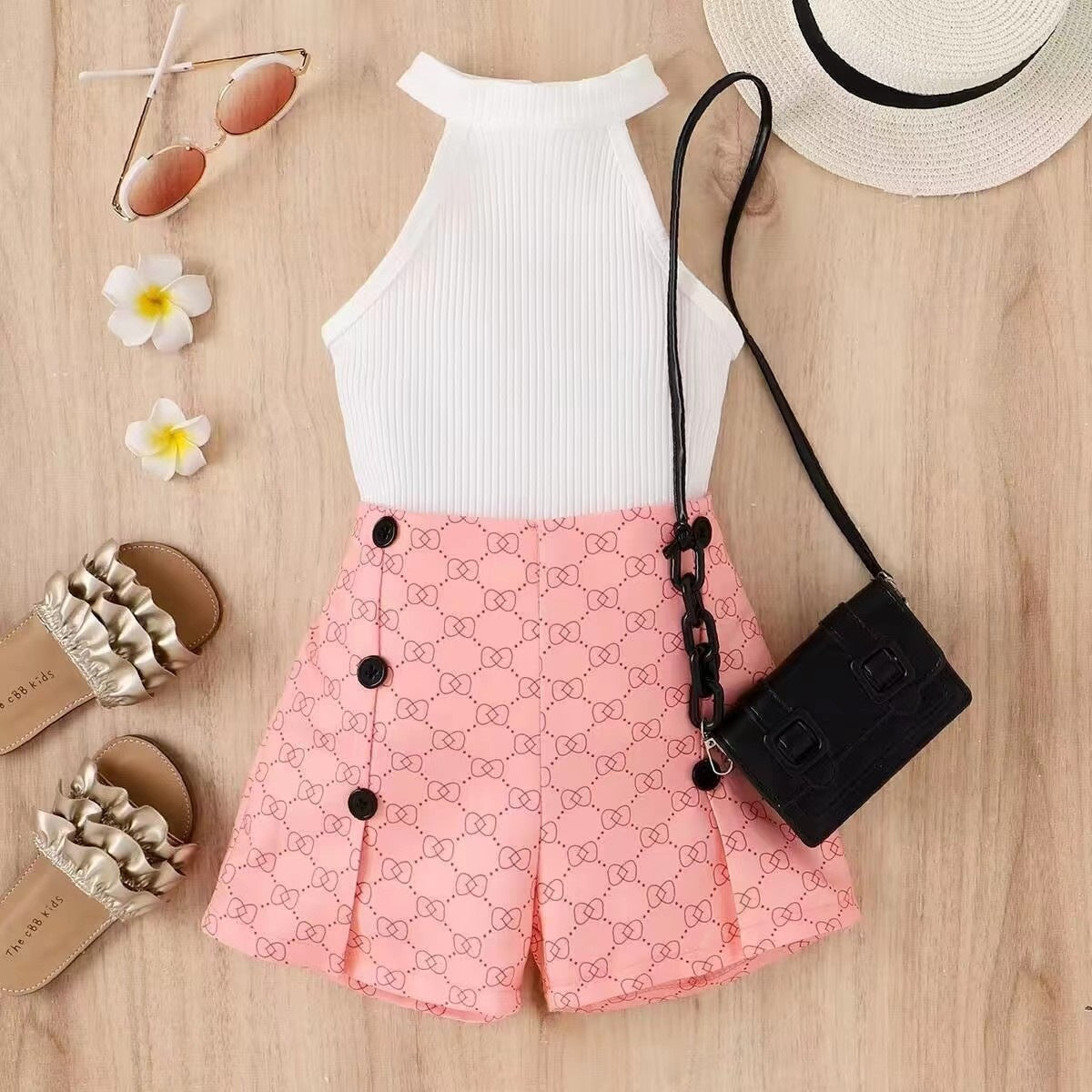 Girls’ Halter Neck Print Top & Shorts Set