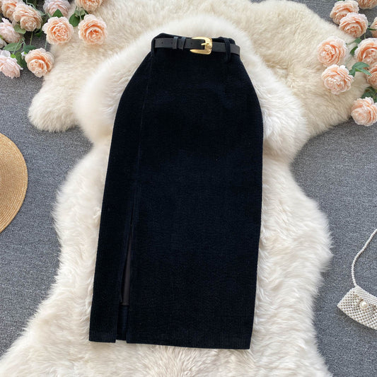 Women’s High-Waist Retro A-Line Split Midi Skirt