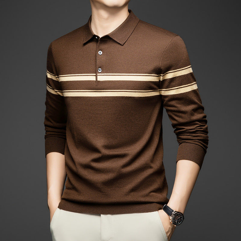 Men’s Wool Blend Striped Collared Knit Top