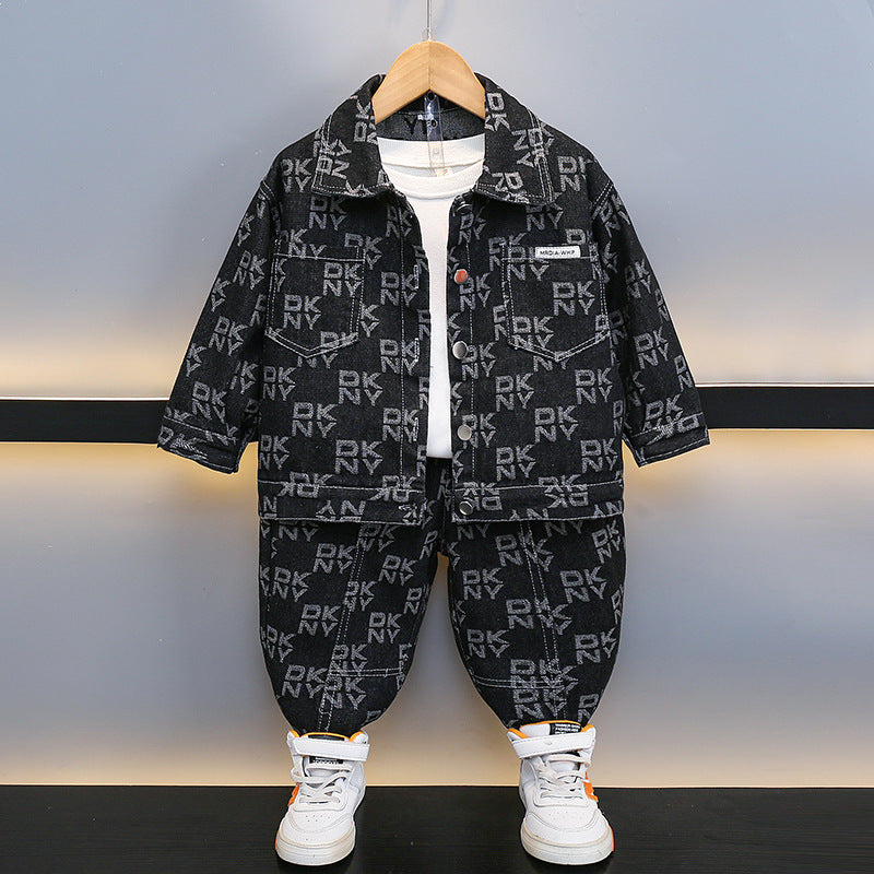 Boys’ Denim Jacquard Two-Piece Set