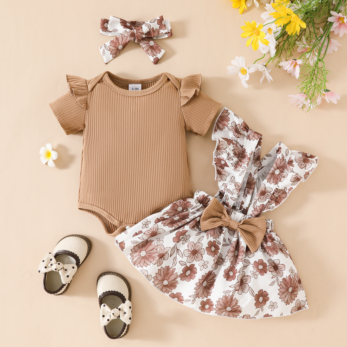 Baby Girls’ Floral Ruffle Dress 3-Piece Set