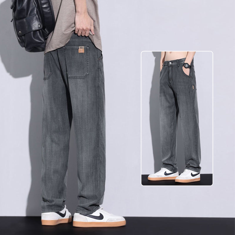 Men’s Tencel Ice Silk Retro Wide-Leg Jeans