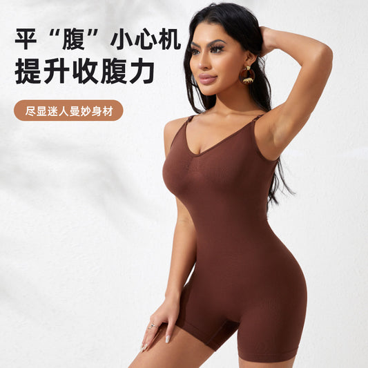 European and American cross-border plus-size one-piece suspender shapewear, belly lift, hip lift, waist boxer, women's beauty slim shapewear