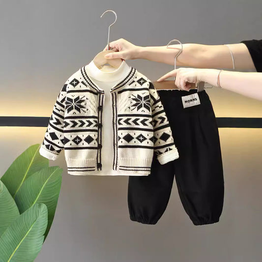 Boys’ Sweater Jacket 3-Piece Outfit Set