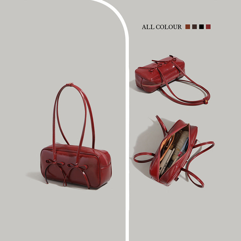 Women’s Bow Accent Bowling Shoulder Bag