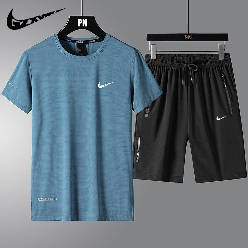 Men’s Ice Silk Quick-Dry T-Shirt & Shorts Set