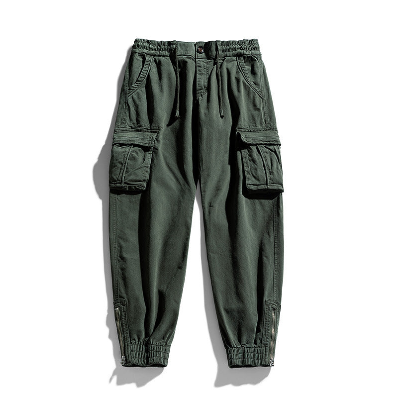 Men’s Japanese-Style Washed Cotton Cargo Pants