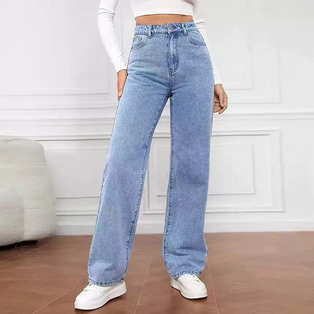 Women’s Retro Washed Straight-Leg Jeans