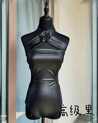 Latin Dance Halter Top & Skirt Set for Women