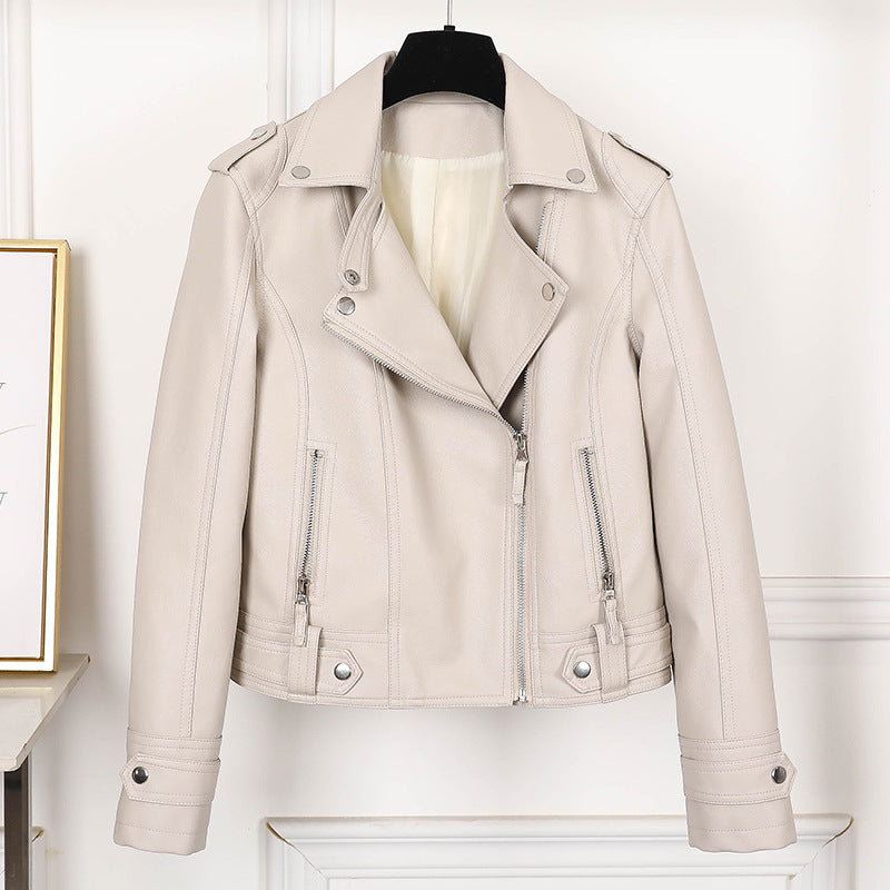 Women’s Korean Style PU Leather Motorcycle Jacket