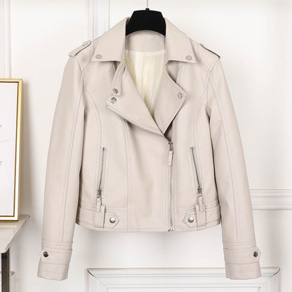 Women’s Korean Style PU Leather Motorcycle Jacket
