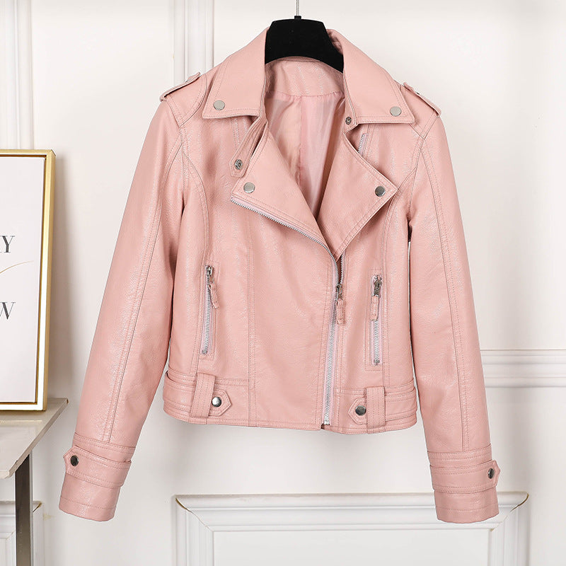 Women’s Korean Style PU Leather Motorcycle Jacket