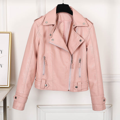 Women’s Korean Style PU Leather Motorcycle Jacket