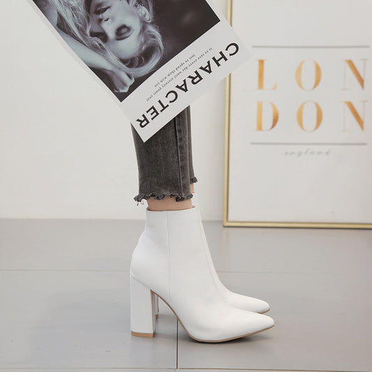 Women’s Pointed-Toe Chunky Heel Ankle Boots
