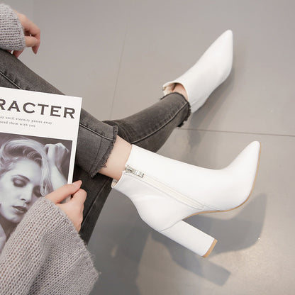 Women’s Pointed-Toe Chunky Heel Ankle Boots