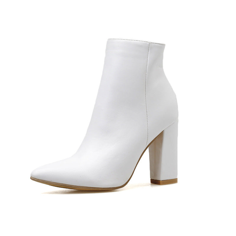 Women’s Pointed-Toe Chunky Heel Ankle Boots