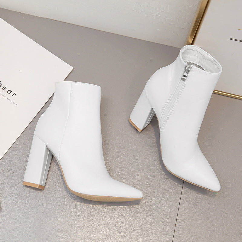 Women’s Pointed-Toe Chunky Heel Ankle Boots