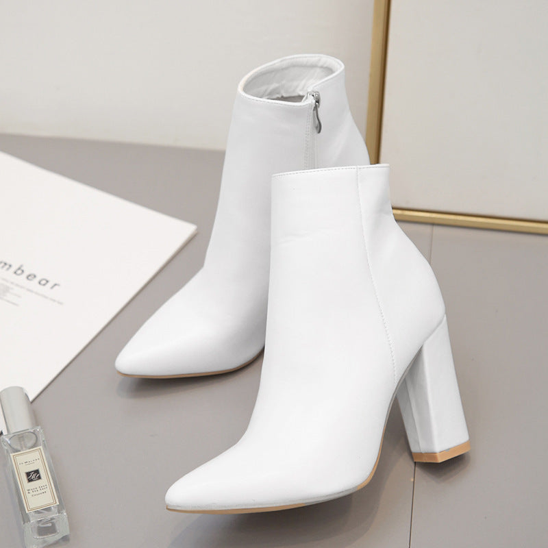 Women’s Pointed-Toe Chunky Heel Ankle Boots