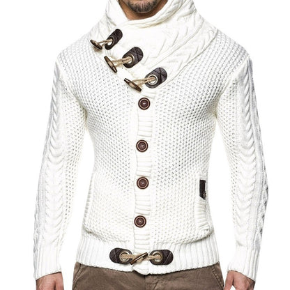 Men’s Slim Fit High Neck Button Cardigan Sweater
