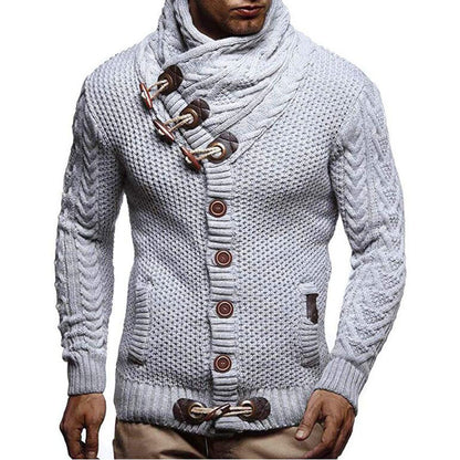 Men’s Slim Fit High Neck Button Cardigan Sweater