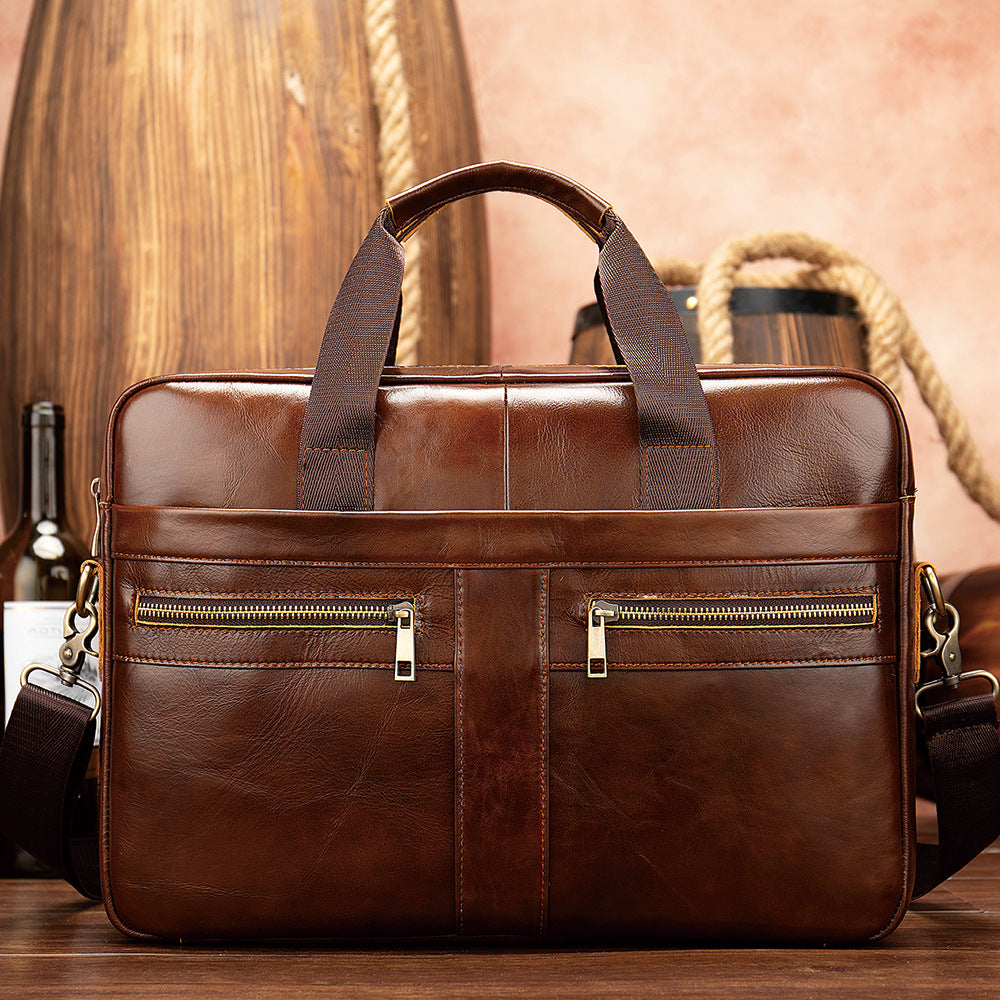 Men’s Genuine Leather Business Briefcase (14-Inch)