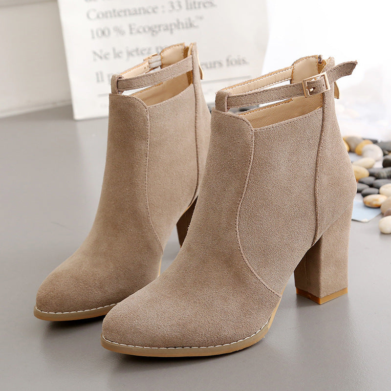 Women’s British Style Plus-Size Block Heel Martin Boots