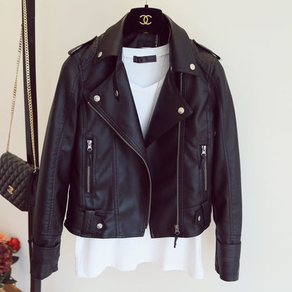 Women’s Korean Style PU Leather Motorcycle Jacket