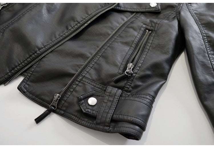 Women’s Korean Style PU Leather Motorcycle Jacket