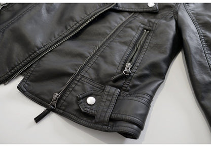 Women’s Korean Style PU Leather Motorcycle Jacket