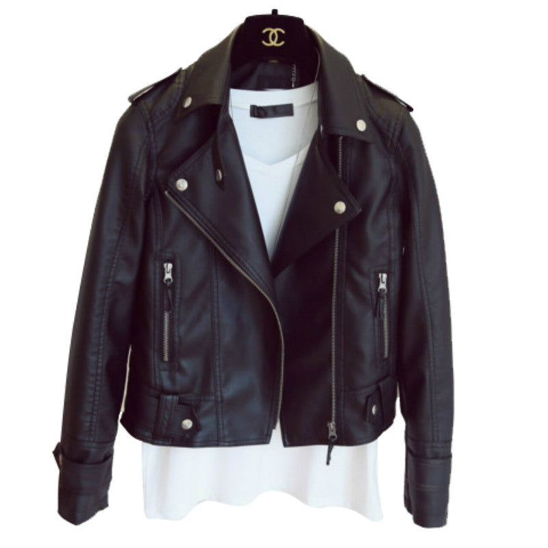 Women’s Korean Style PU Leather Motorcycle Jacket